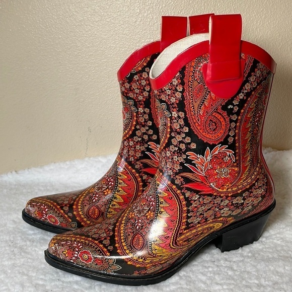 NATURE Breeze Cowboy Rain Boots Size 7 - Picture 1 of 13